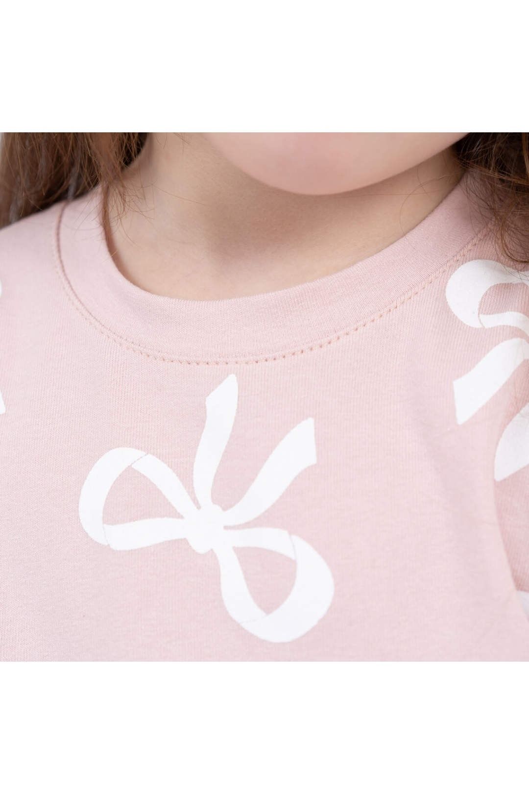 Лонгслів для дівчинки Бантики пудра двонитка