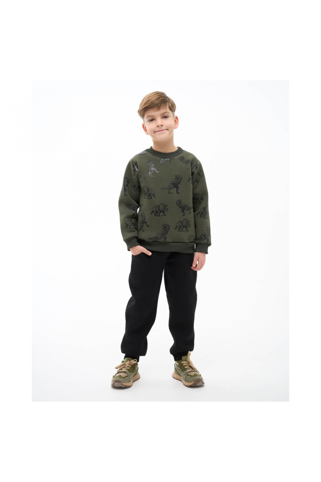 Світшот для хлопчика хакі тринитка на флісі