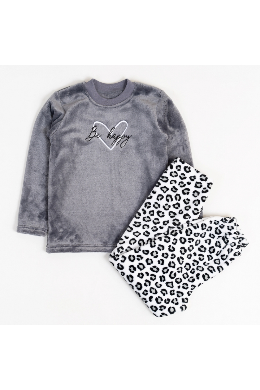 Піжама тепла для дівчинки Лео сірий велсофт