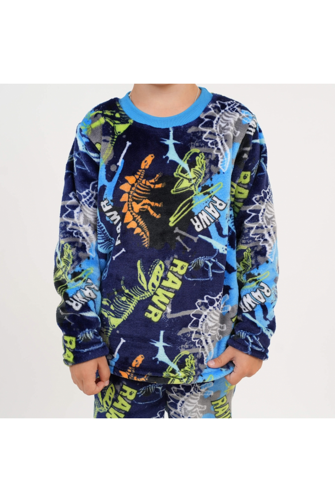 Піжама для хлопчика Діно синій велсофт