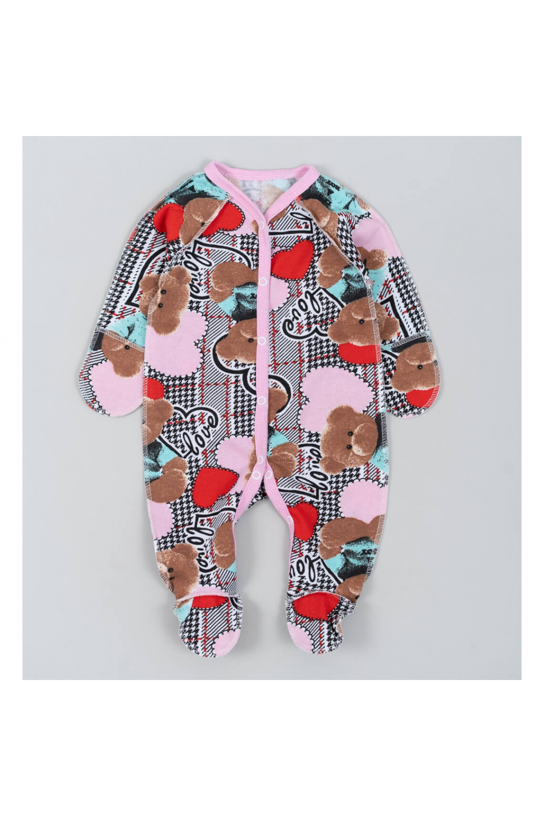 Сліп для новонароджених рожевий Мішка начіс високої якості(футер)