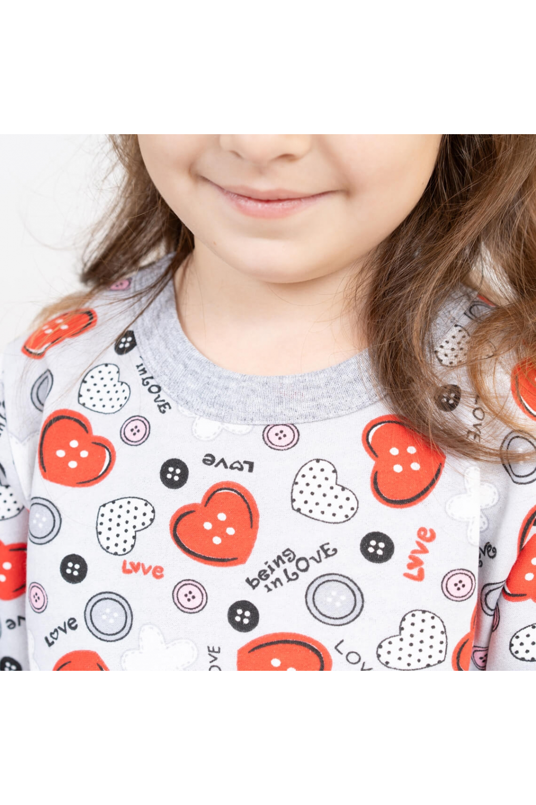 Піжама  для дівчинки Сіра Гудзики сірий меланж начіс (футер)