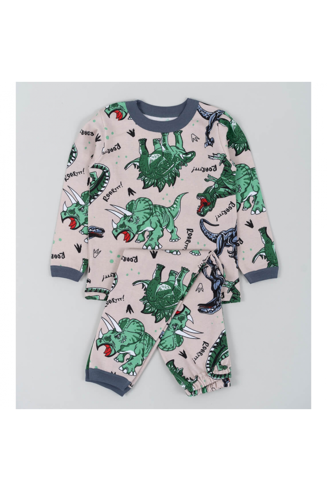 Піжама для хлопчика Dinosaurs бежевий начіс (футер)