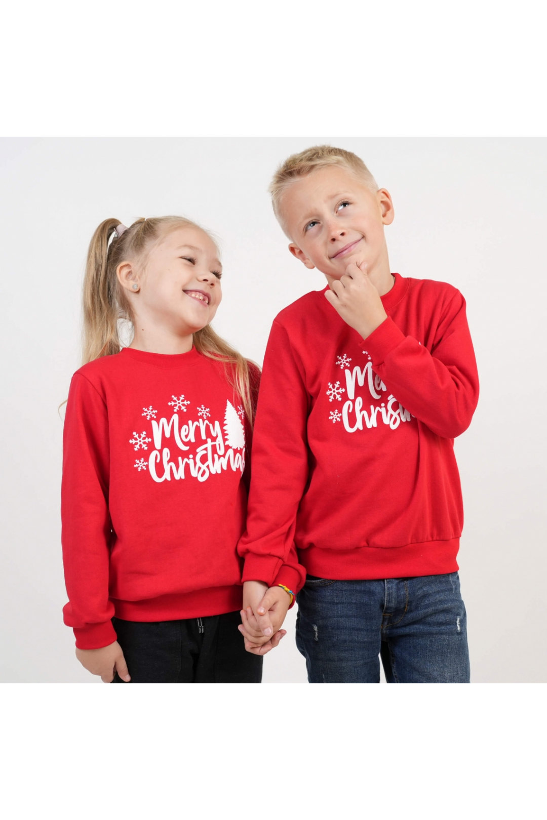 Світшот теплий для дівчинки червоний Новорічний начіс