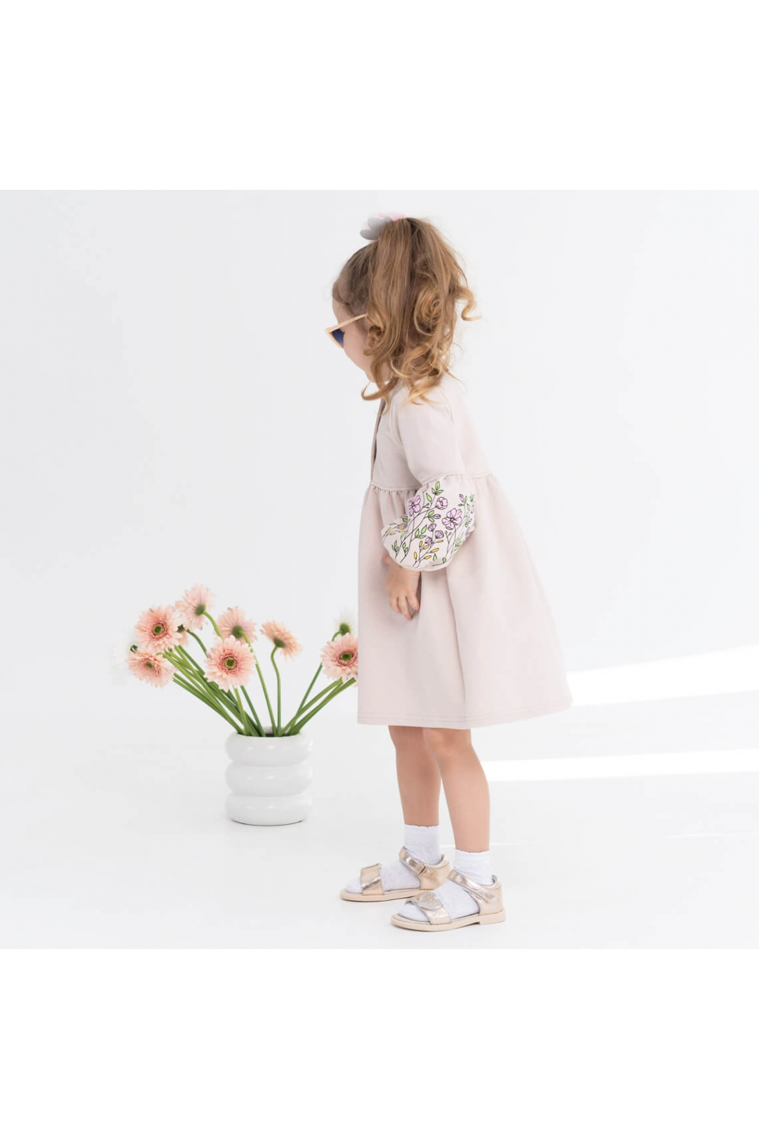 Сукня для дівчинки Квіти бежевий двонитка