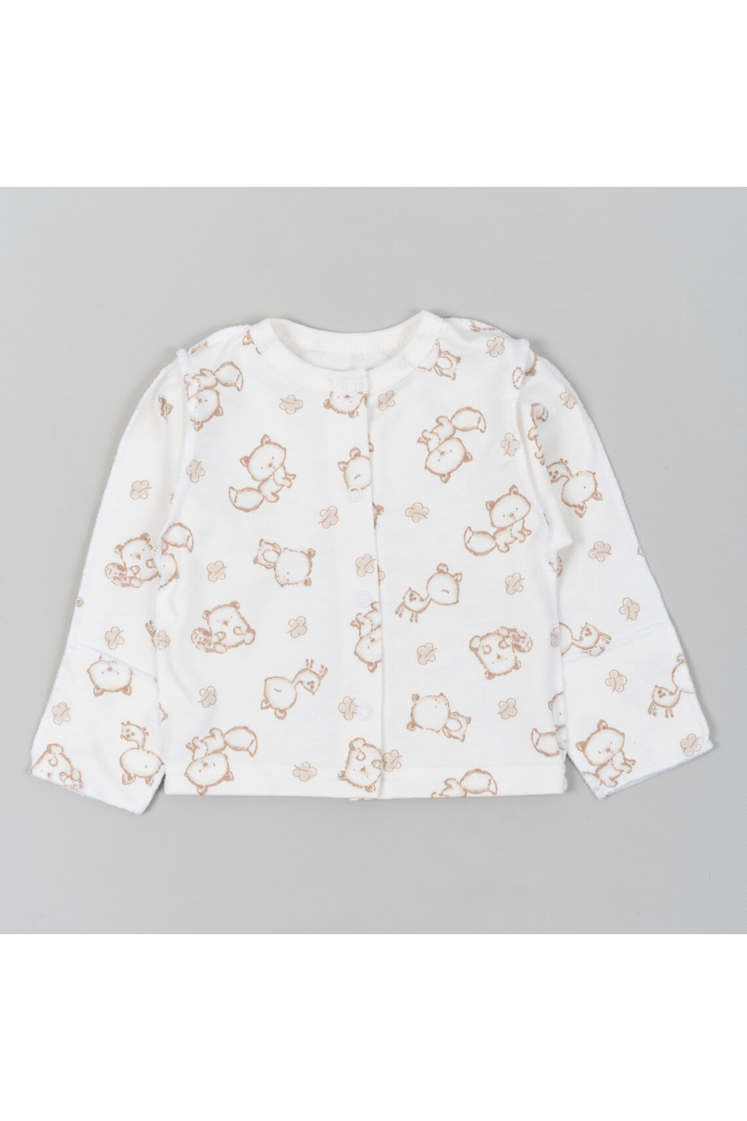 Кофтинка для новонароджених молочний Звірята начіс(футер)