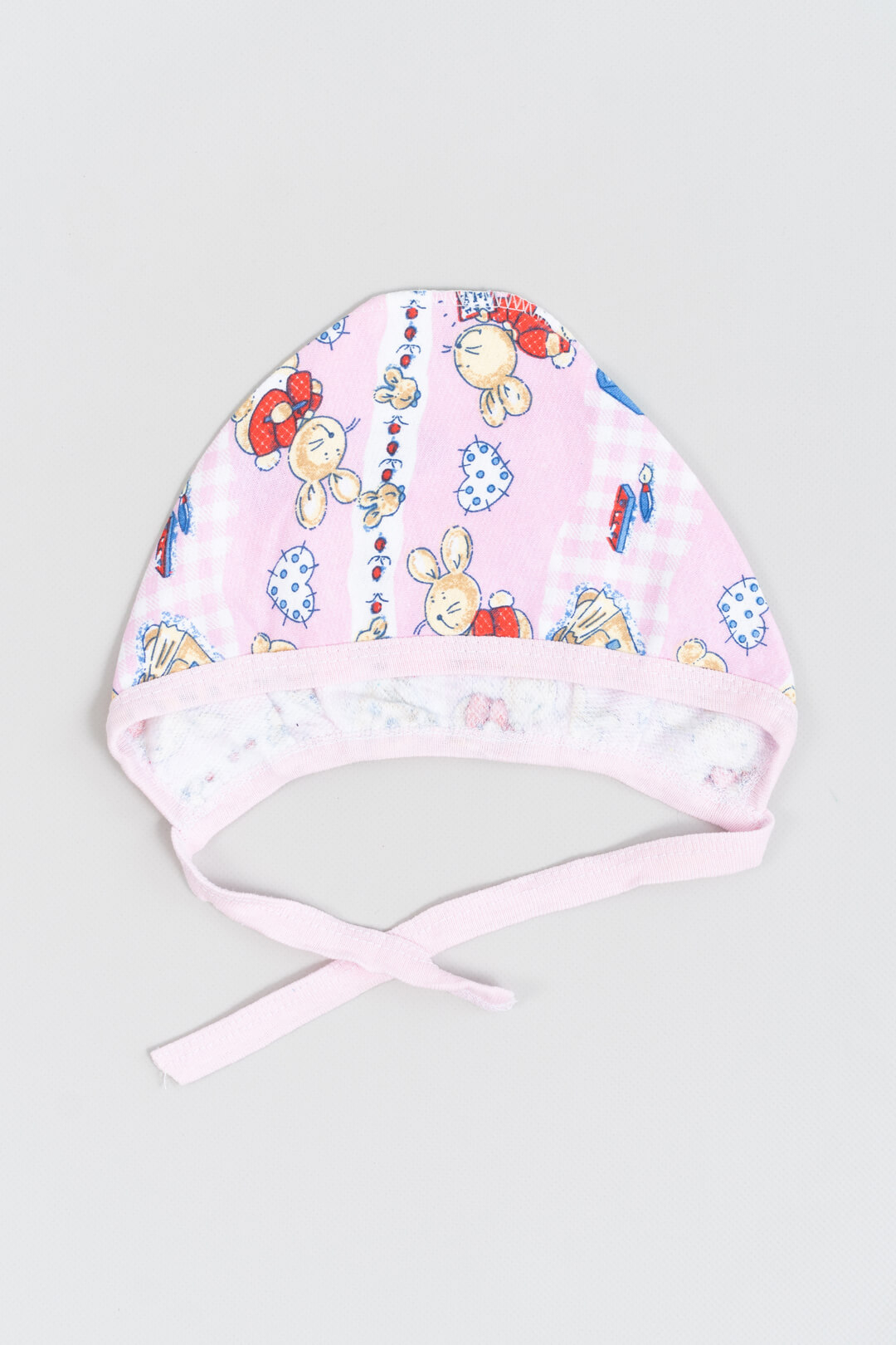 Шапочка ясельна для дівчинки Зайчик рожевий інтерлок