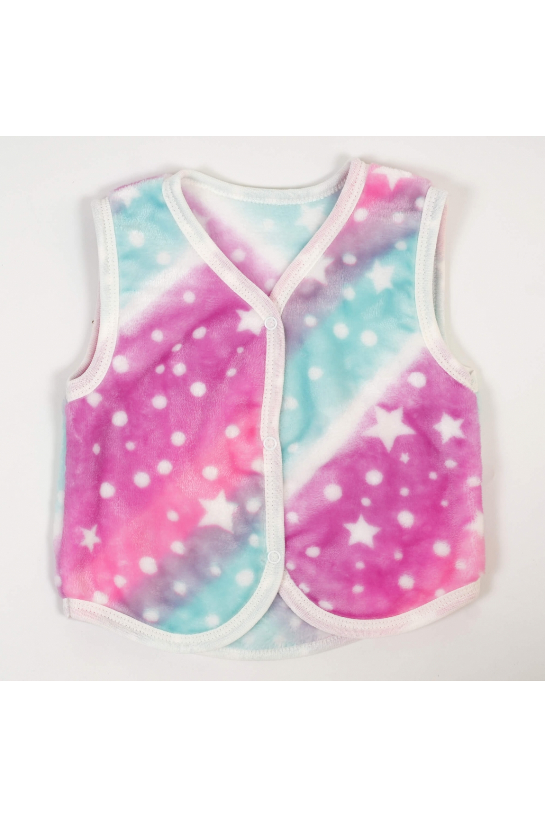 Пухнастий жилет для малят Зірочки різнокольровий велсофт