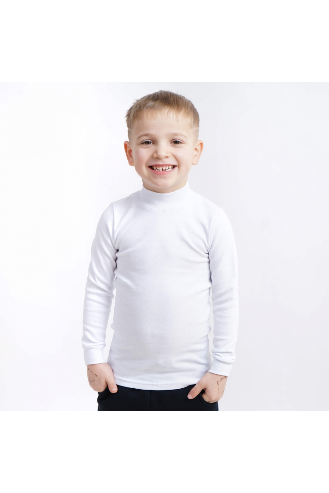 Базовий гольф для хлопчика білий стретч