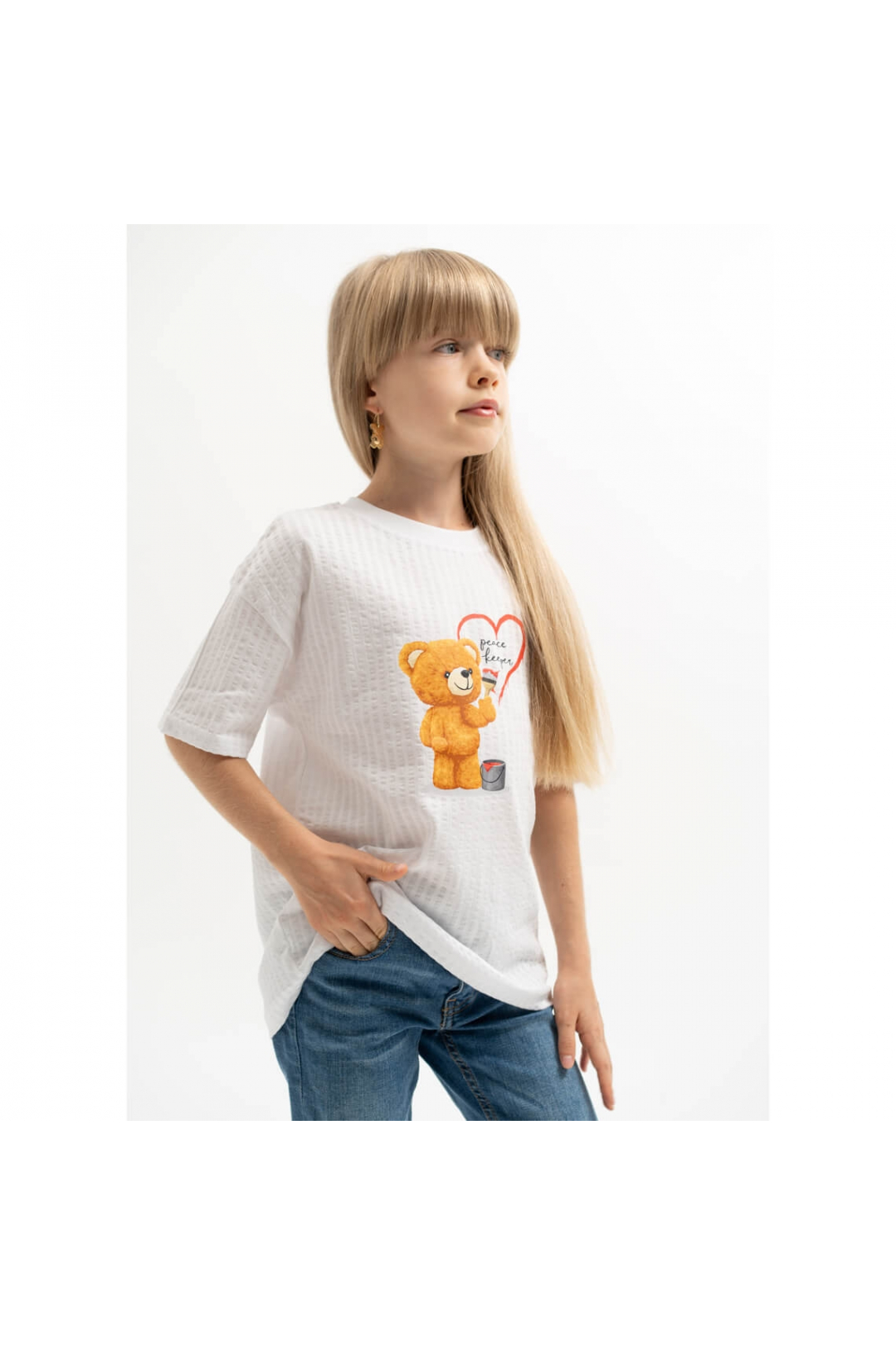 Футболка оверсайз для дівчинки білий інтерлок