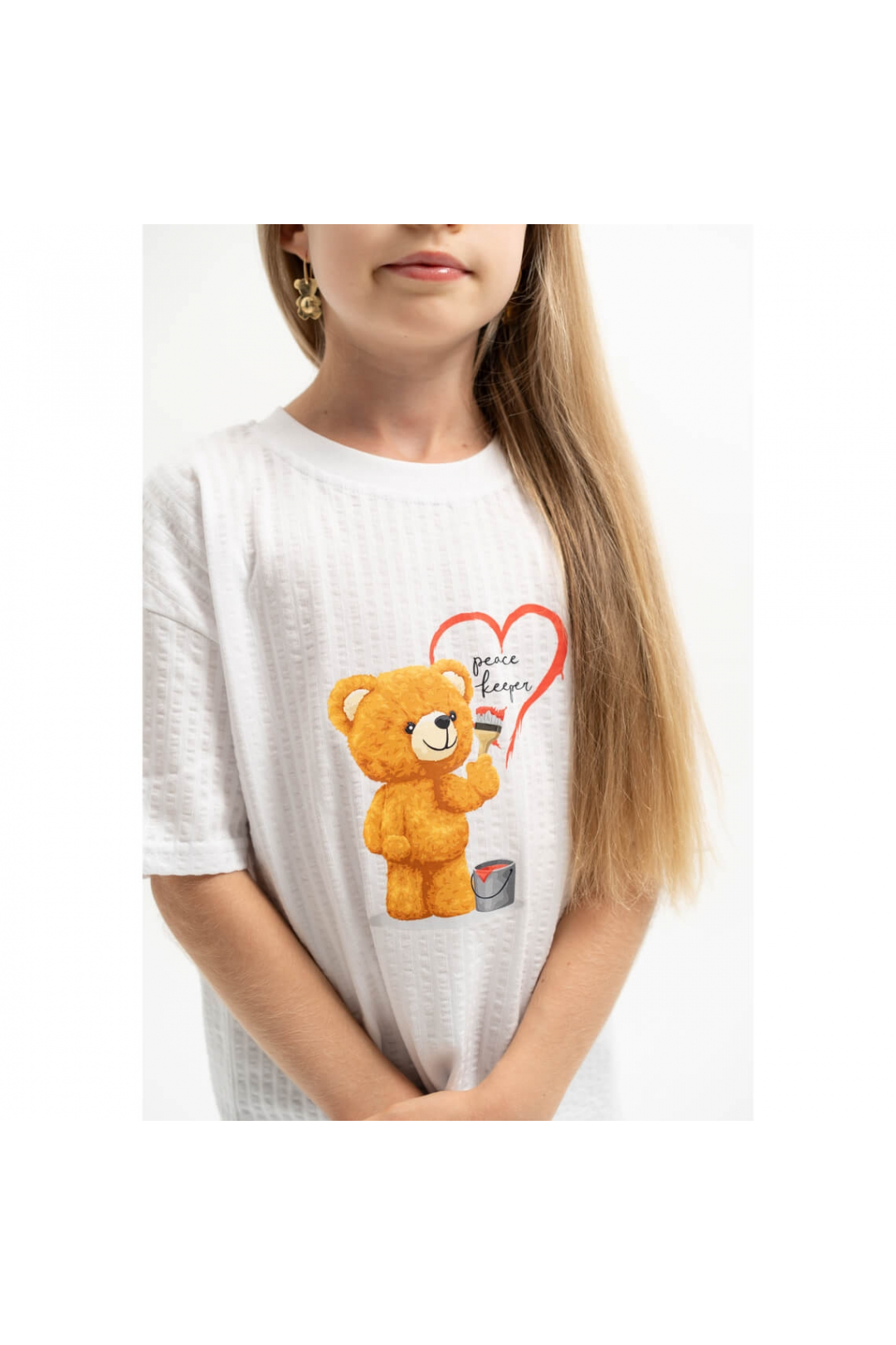 Футболка оверсайз для дівчинки білий інтерлок