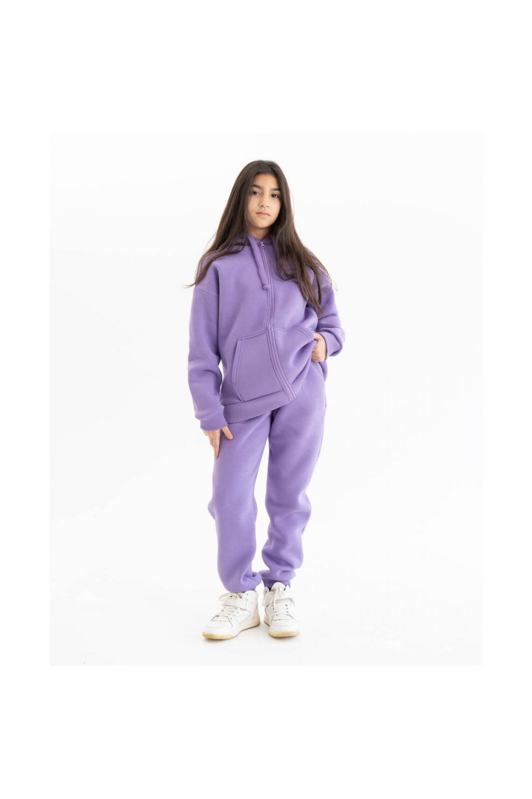 Костюм для дівчинки бузковий тринитка на флісі