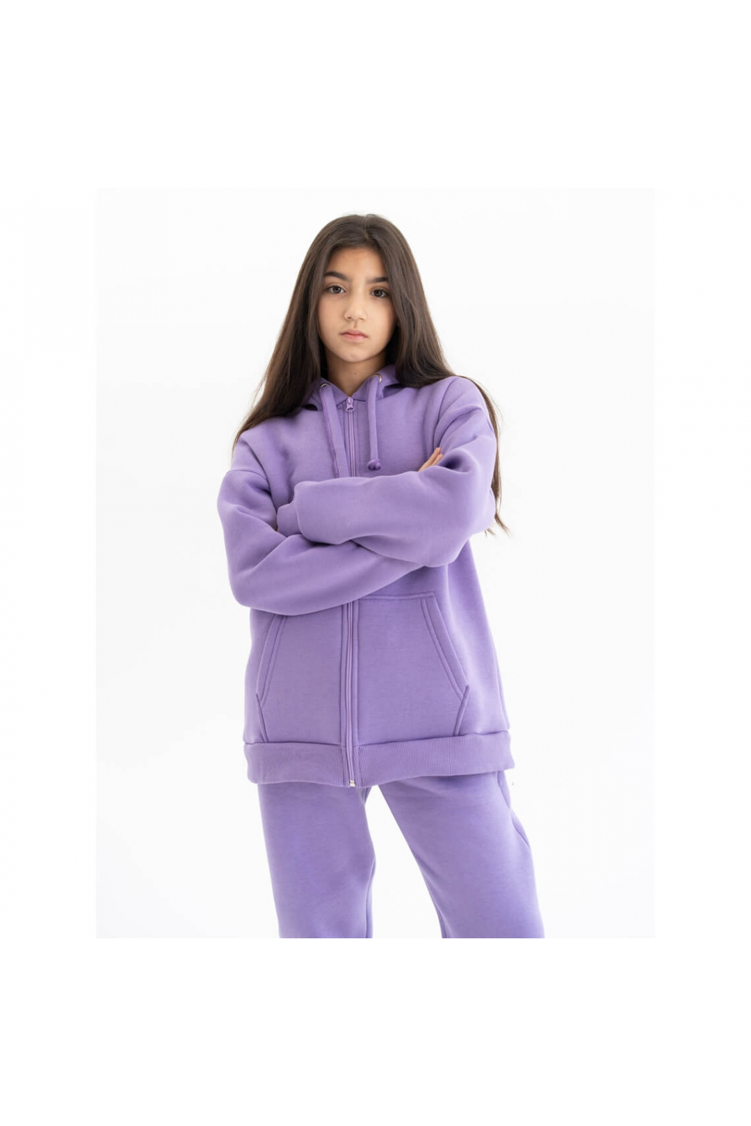 Костюм для дівчинки бузковий тринитка на флісі