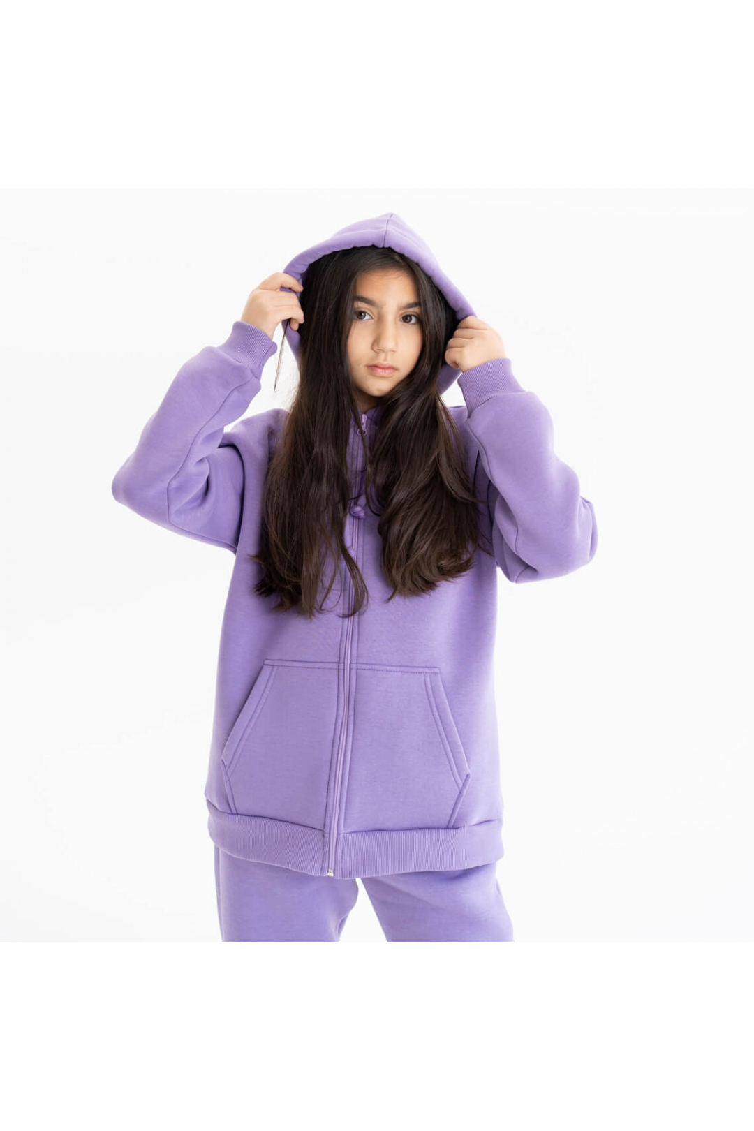 Костюм для дівчинки бузковий тринитка на флісі