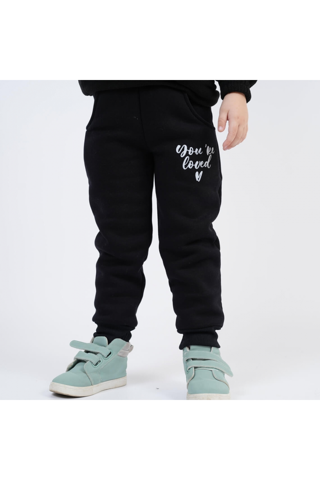 Штани для дівчинки чорний тринитка на флісі