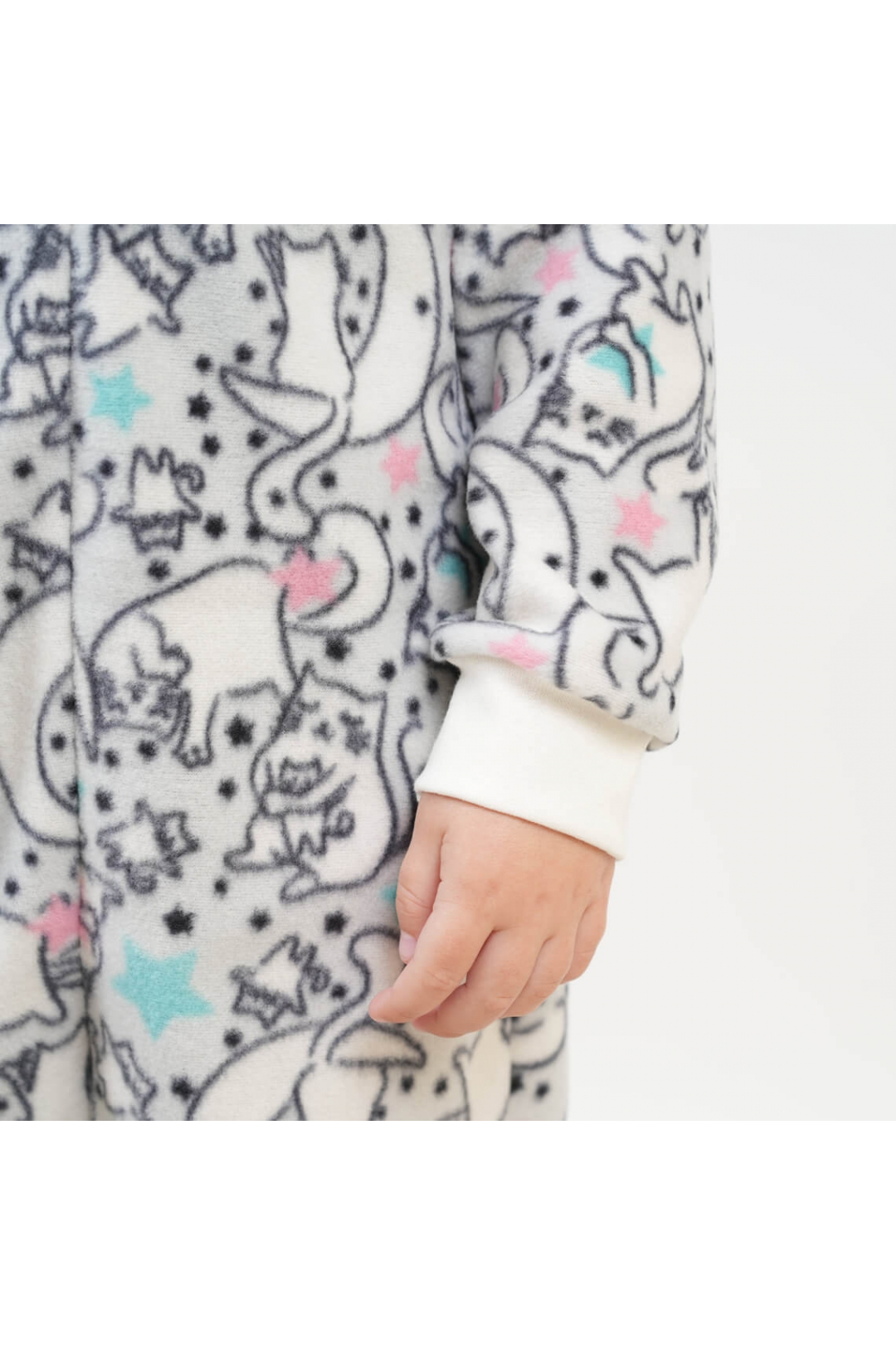 Піжама-комбінезон для дівчинки Киці білий мікрофліс