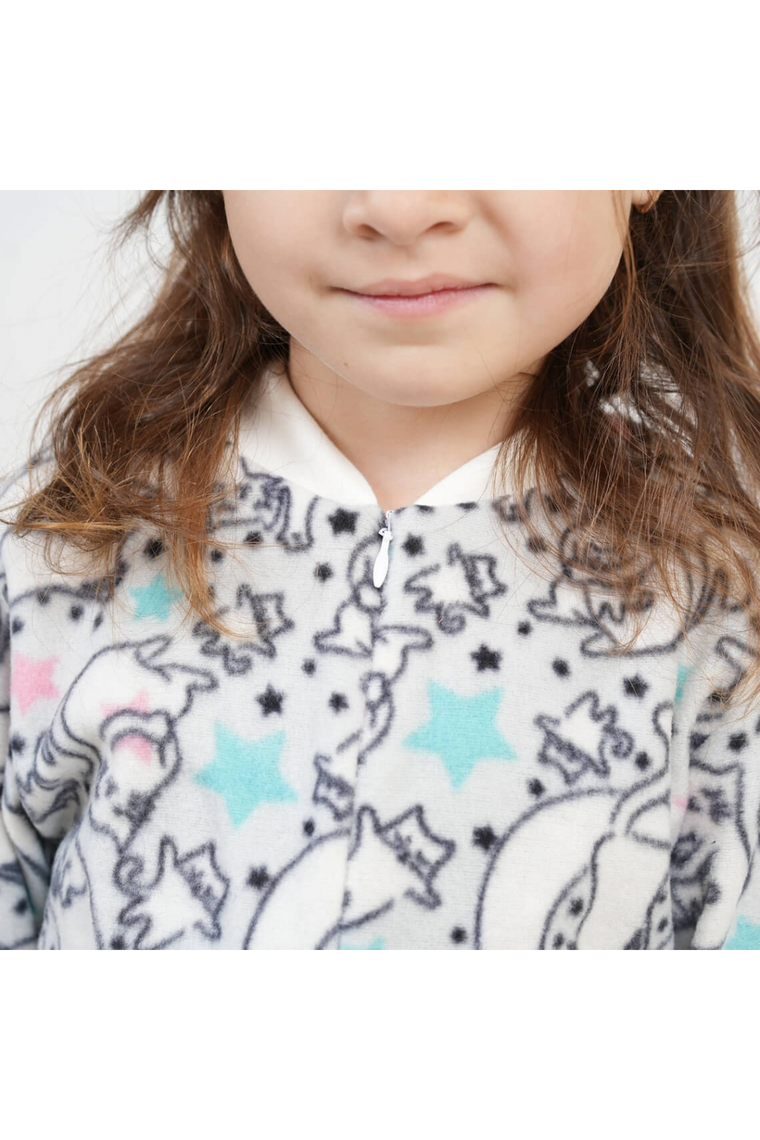 Піжама-комбінезон для дівчинки Киці білий мікрофліс