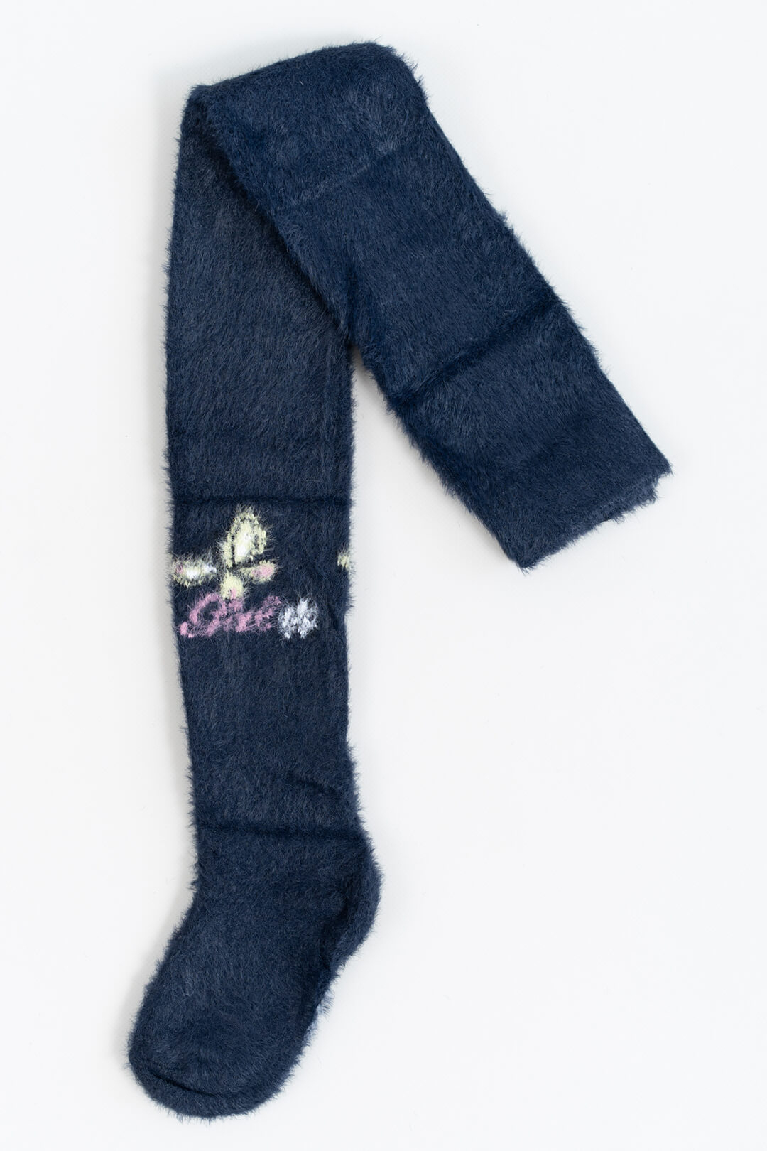 Колготки для дівчинки пухнасті темно-синій в'язка