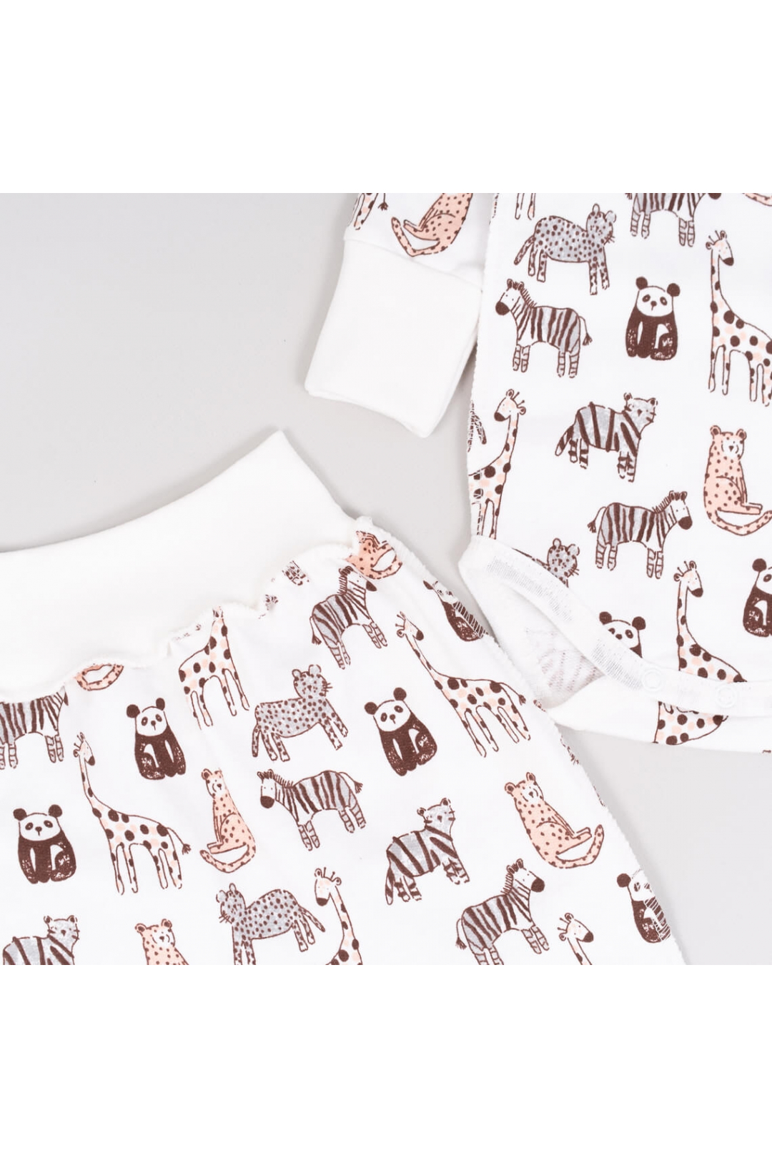 Комплект для новонароджених Звірята молочний начіс (футер)