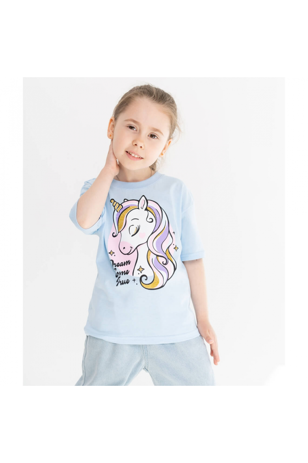 Футболка для дівчинки блакитний кулір