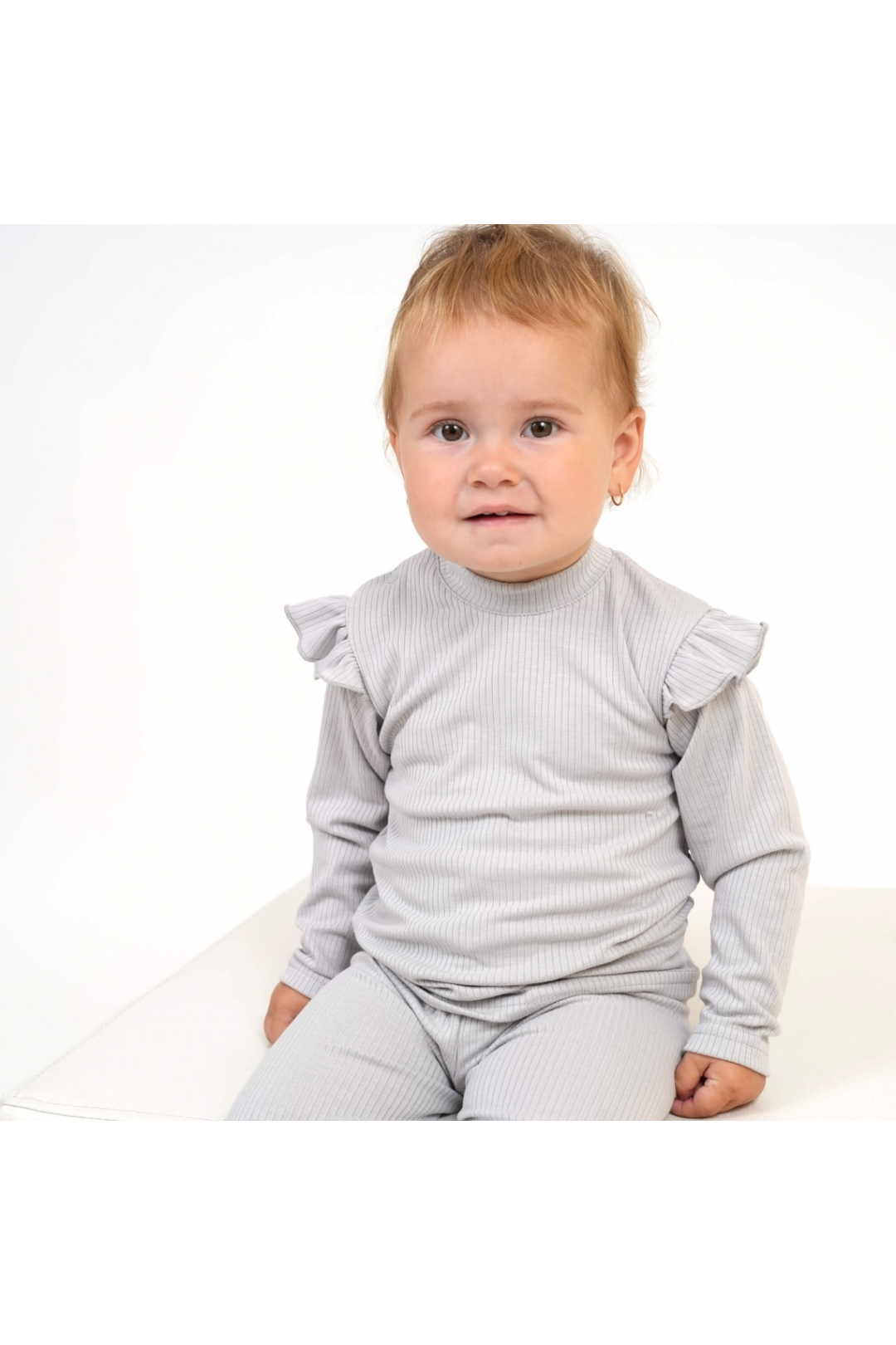 Костюм для дівчинки однотонний сірий рубчик