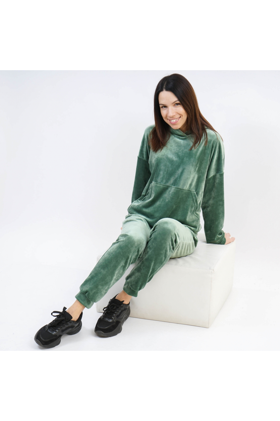 Костюм жіночий велюровий хакі велюр