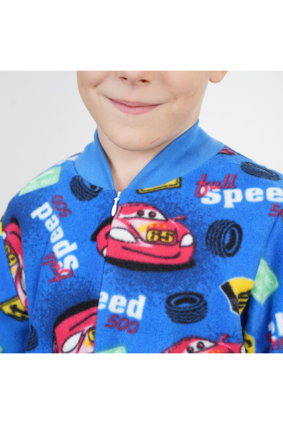 Піжама-комбінезон для хлопчика Тачки Синій мікрофліс