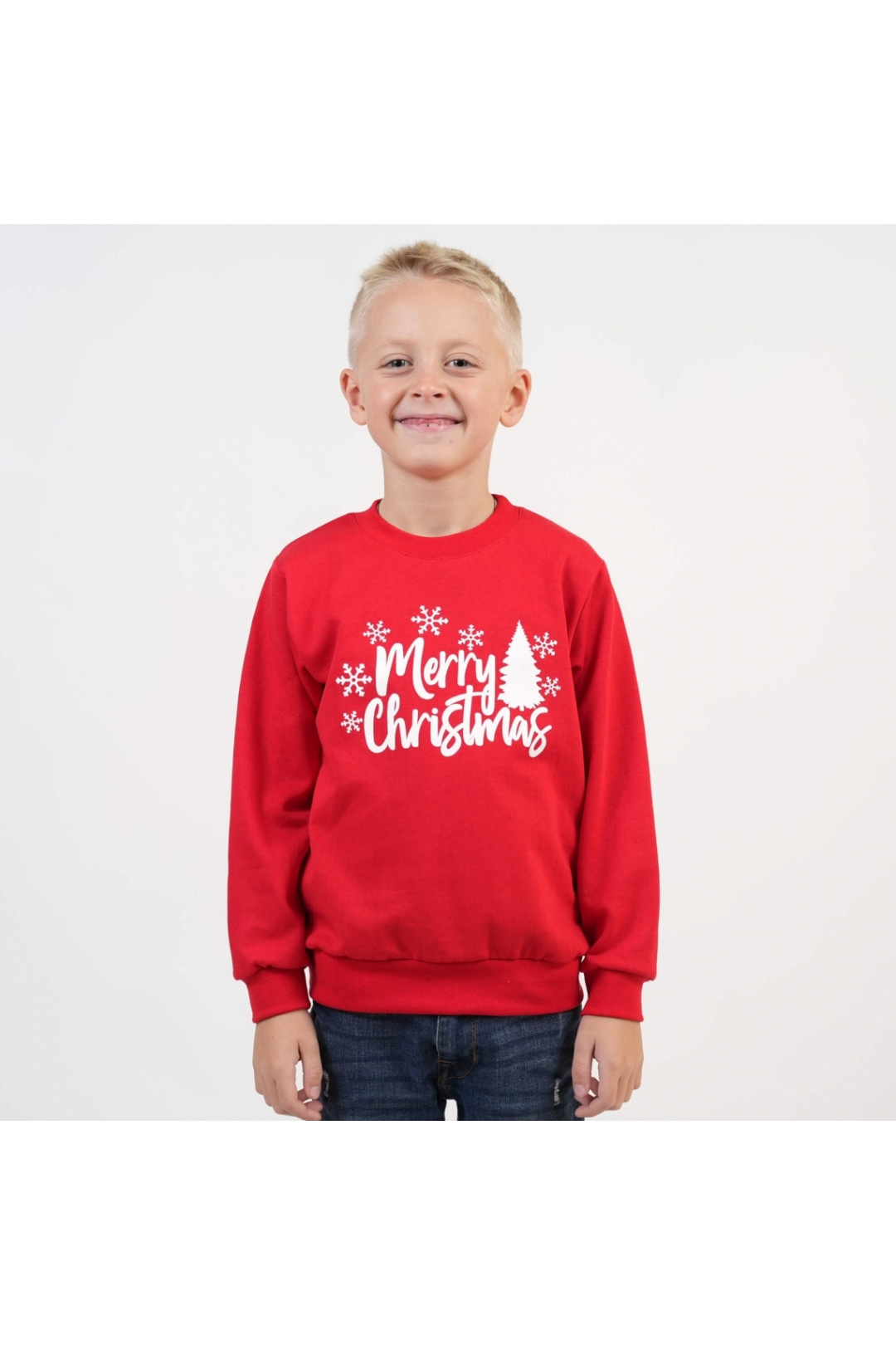 Світшот для хлопчика Новорічний червоний начіс (футер)