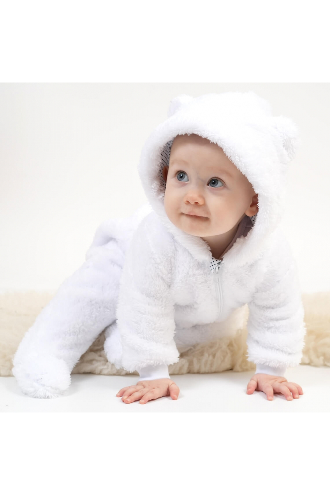 Комбінезон для новонароджених Ведмедик білий велсофт