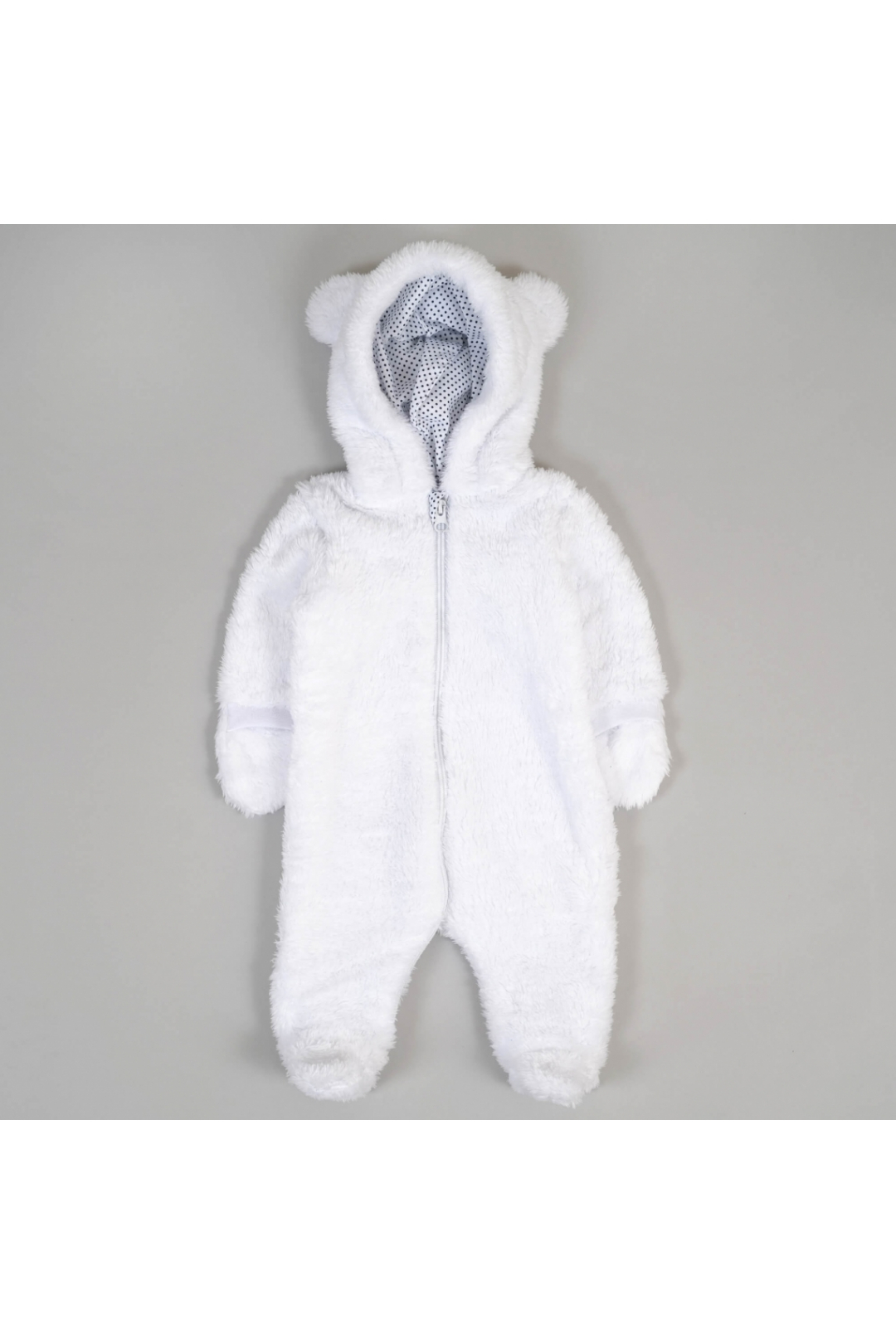 Комбінезон для новонароджених Ведмедик білий велсофт