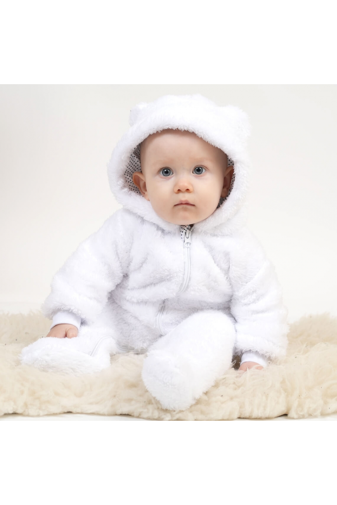 Комбінезон для новонароджених Ведмедик білий велсофт