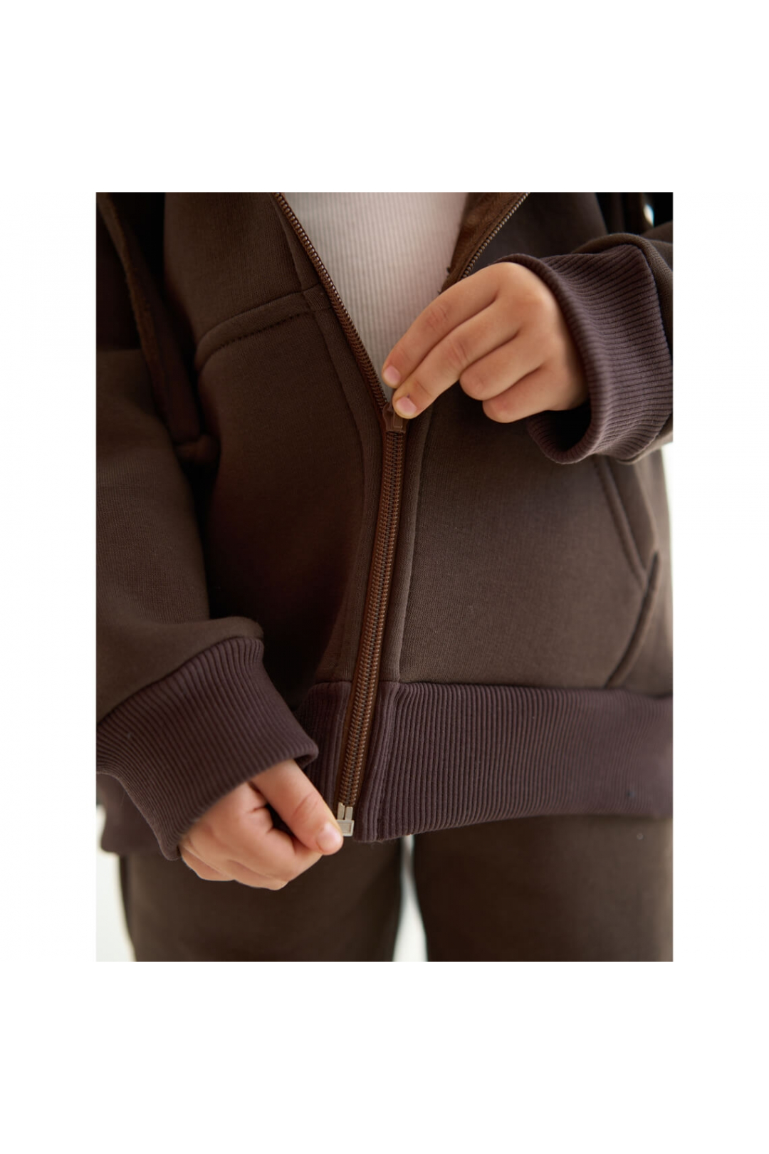 Костюм теплий для дівчинки коричневий тринитка на флісі