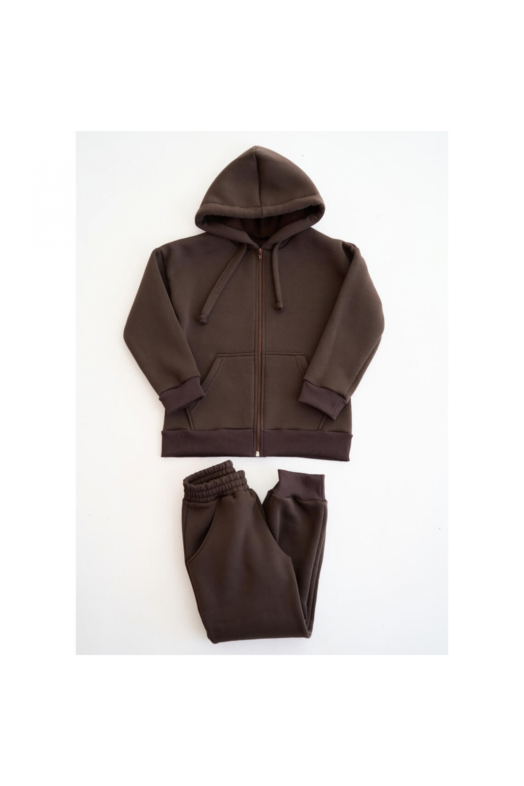 Костюм теплий для дівчинки коричневий тринитка на флісі