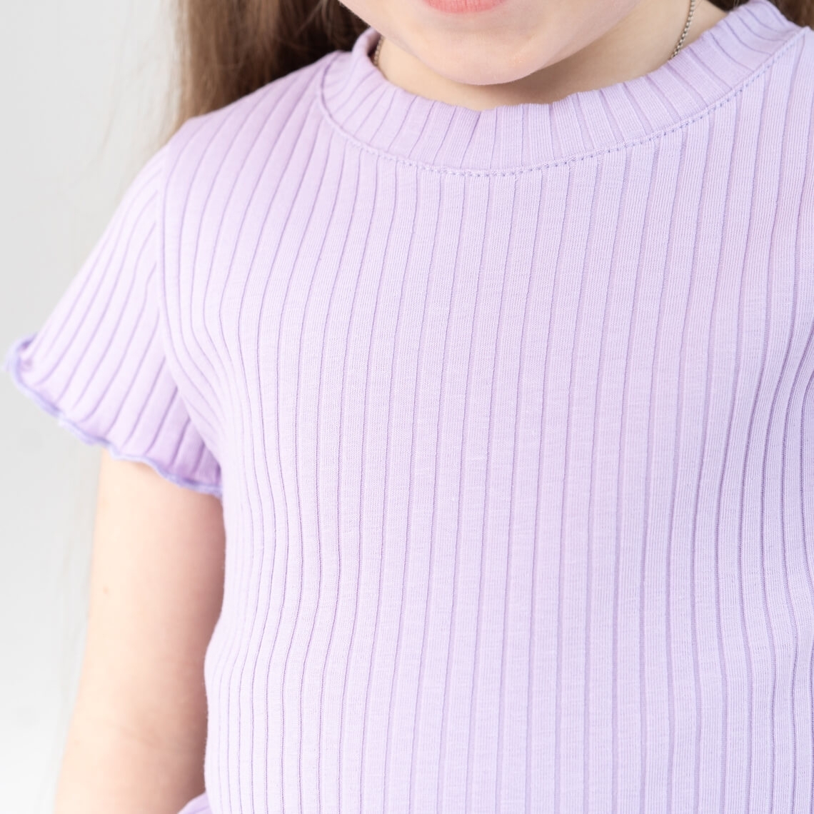 Футболка для дівчинки бузковий рубчик