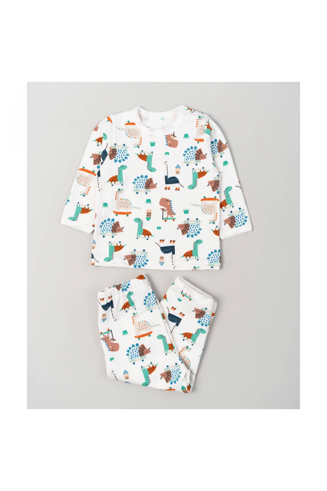 Піжама ясельна Діно молочний начіс