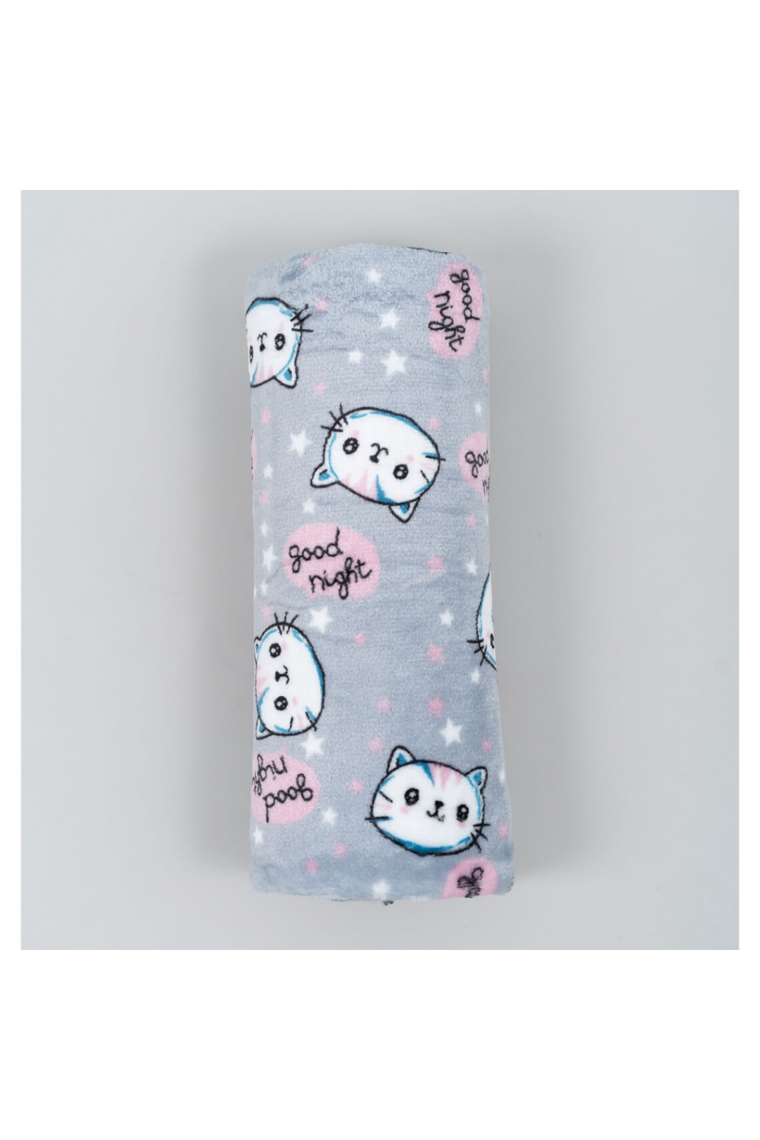 Пухнастий плед ясельний Киці сірий велсофт