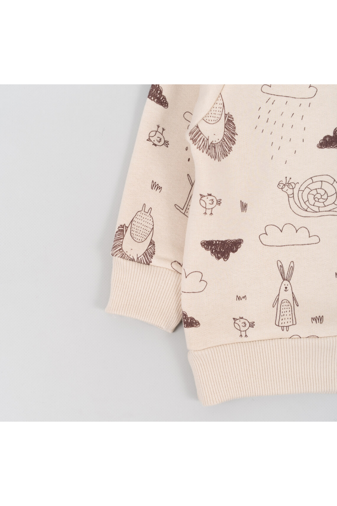 Теплий джемпер для малят Лісові Звірята молочний тринитка на флісі