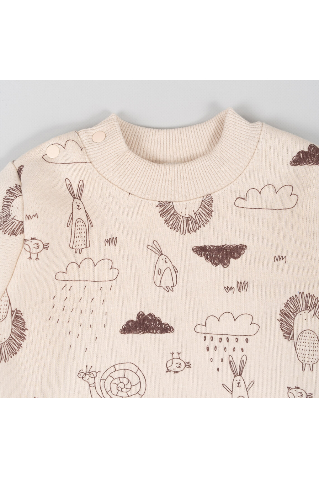 Теплий джемпер для малят Лісові Звірята молочний тринитка на флісі