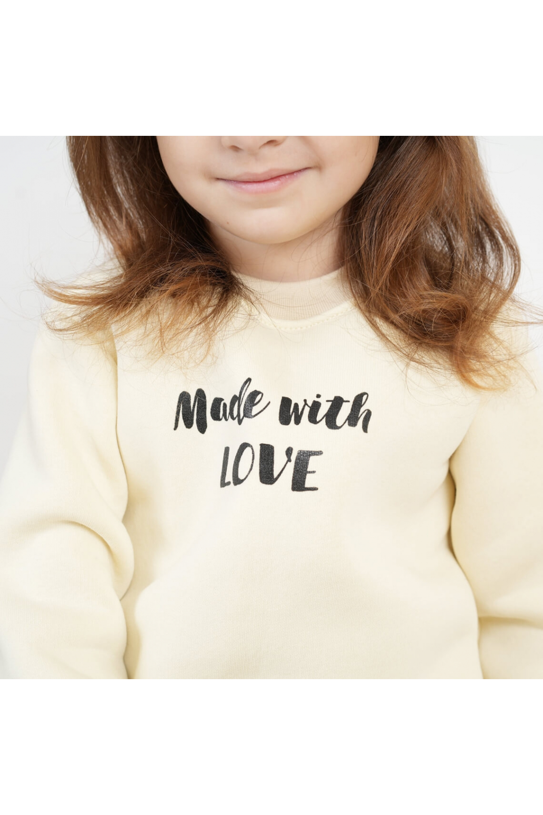 Джемпер теплий для дівчинки Made with Love молочний тринитка на флісі