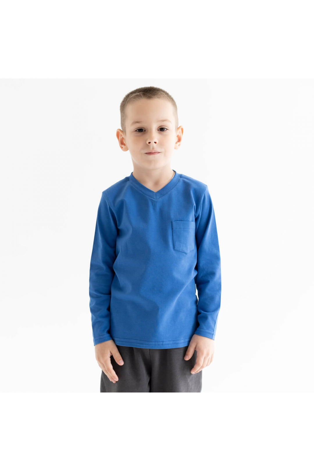 Лонгслів з карманом для хлопчика блакитний фулікра