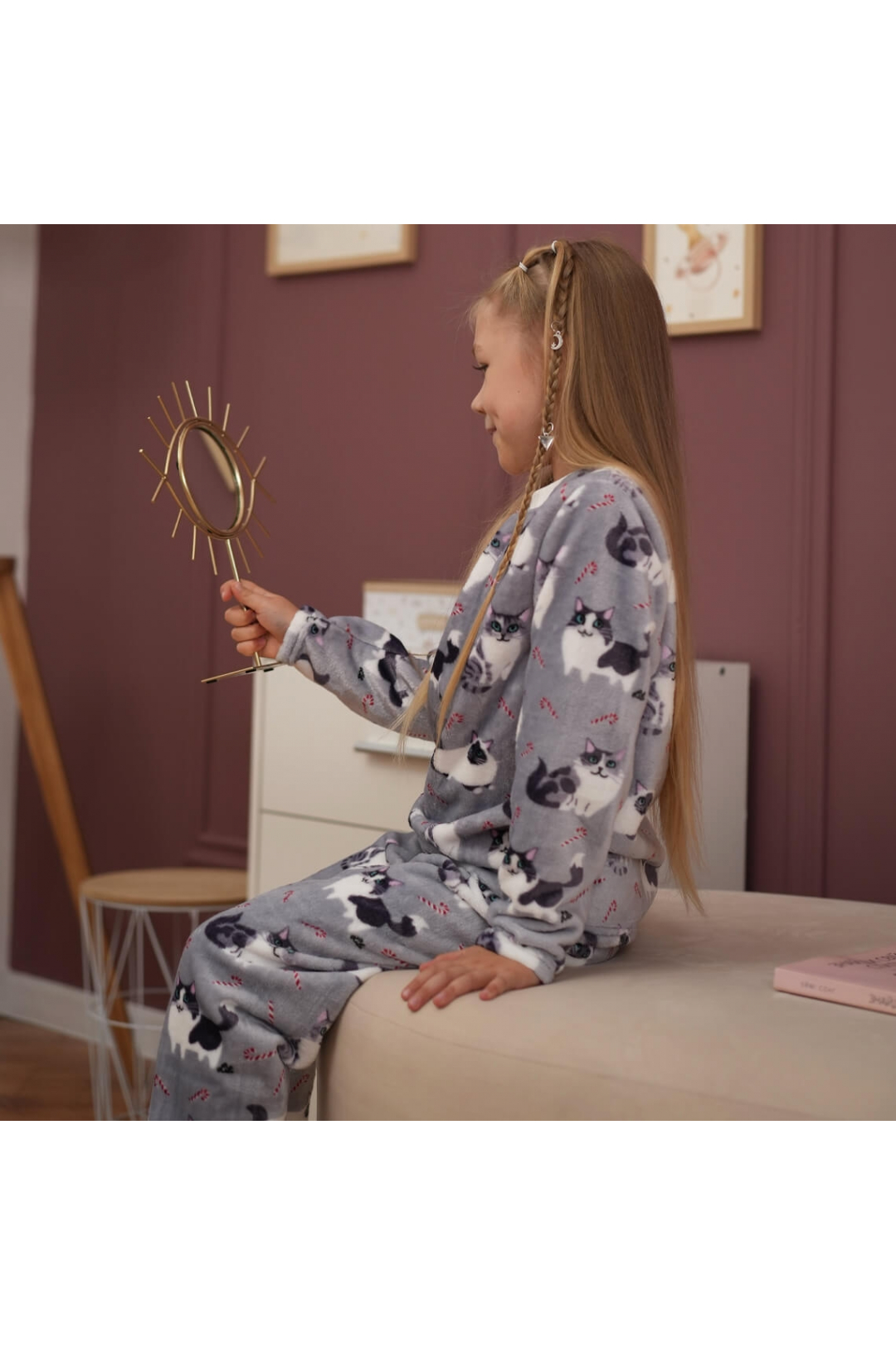 Піжама для дівчинки Киця мишиний велсофт