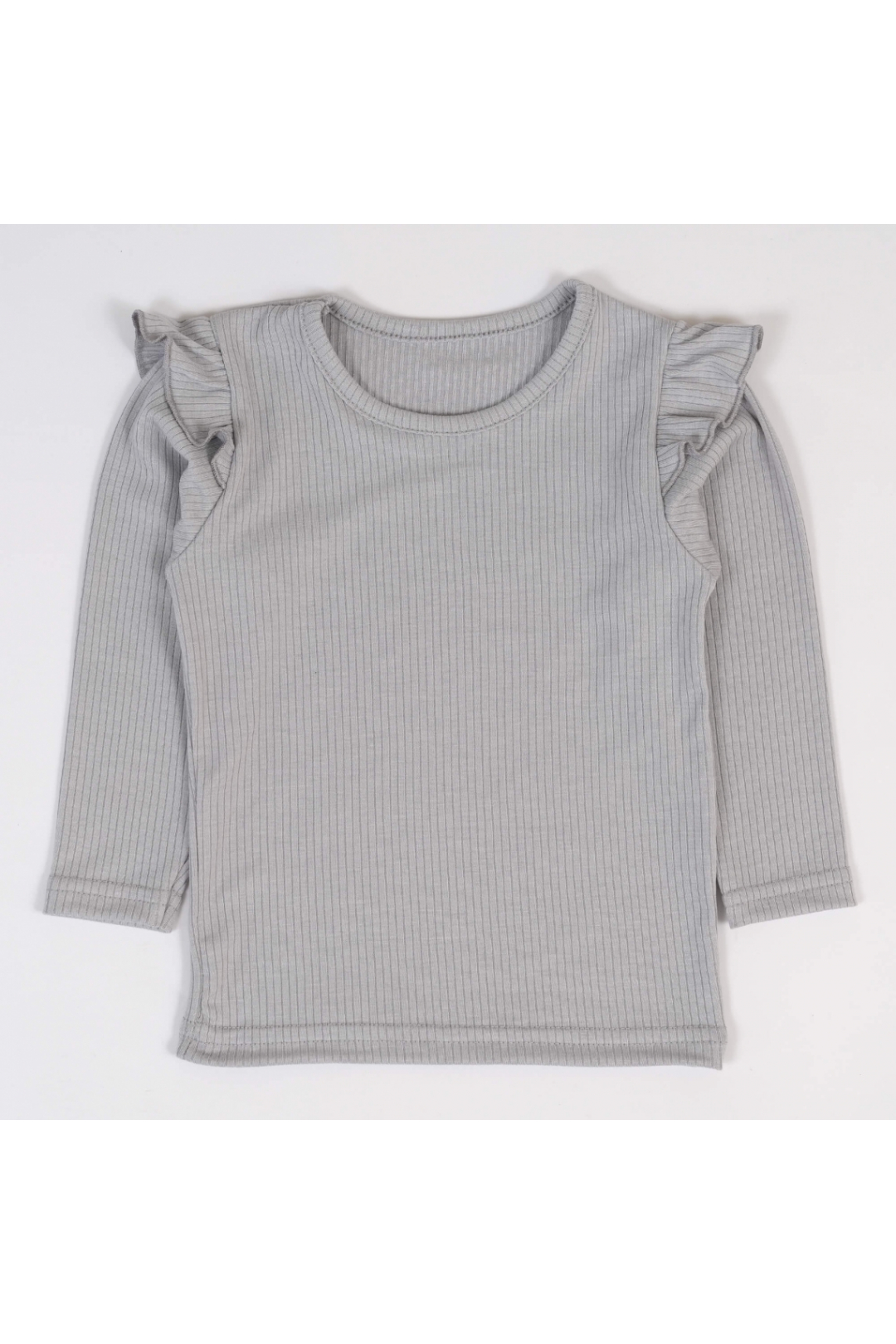 Блуза  для дівчинки однотонна світло-сірий рубчик-мустанг - 2