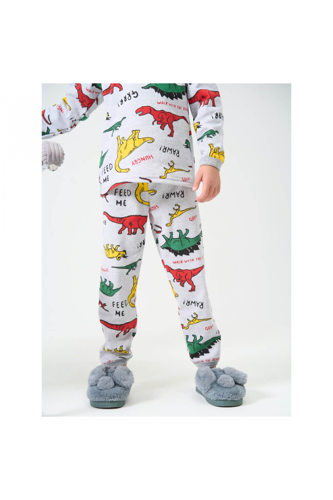 Піжама для хлопчика Діно кольорові сірий начіс(футер)