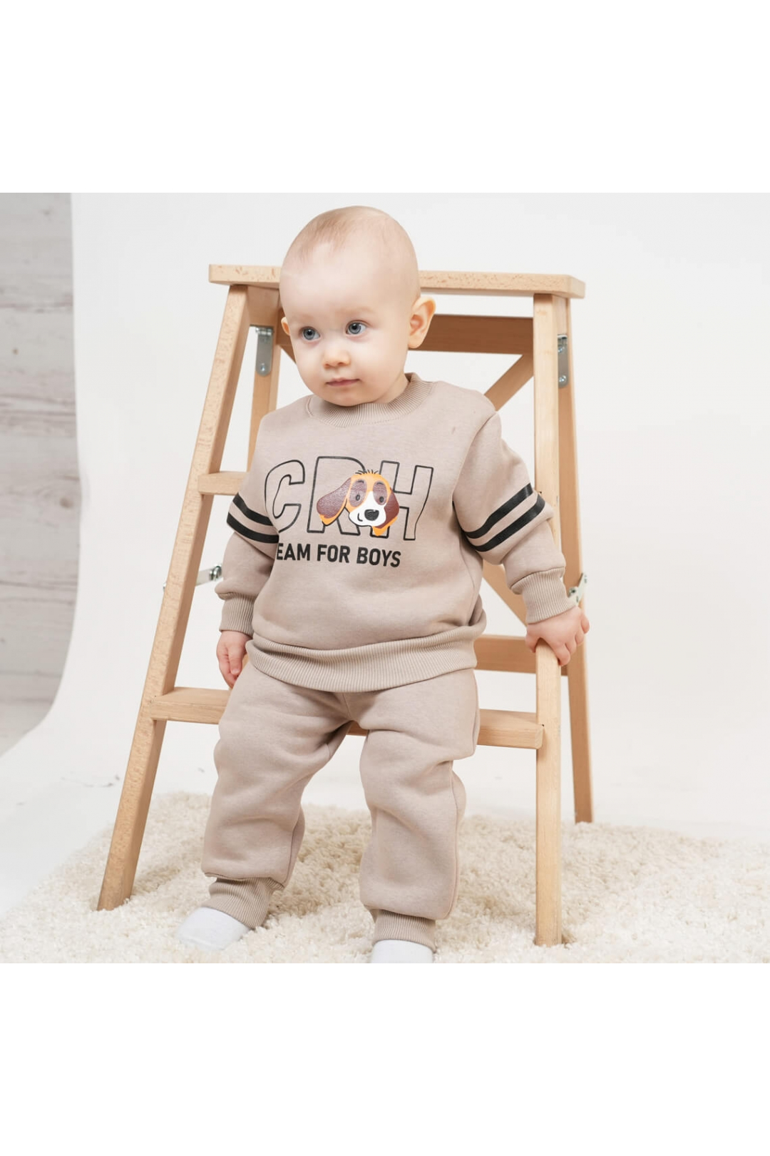 Костюм для хлопчика бежевий тринитка на флісі