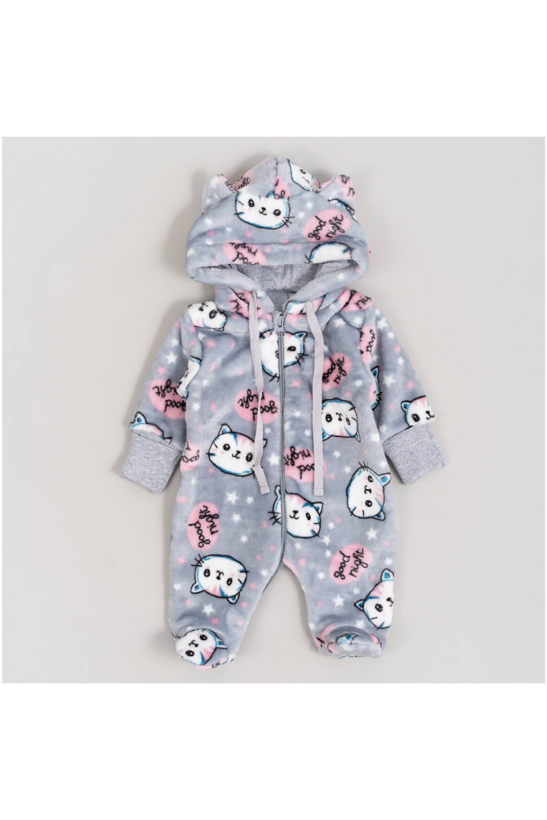 Пухнастий комбінезон сірий велсофт