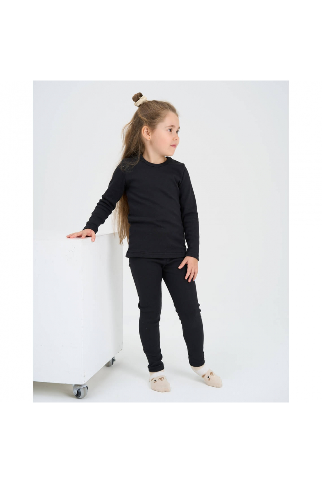 Термобілизна для дівчинки чорний стретч начісний