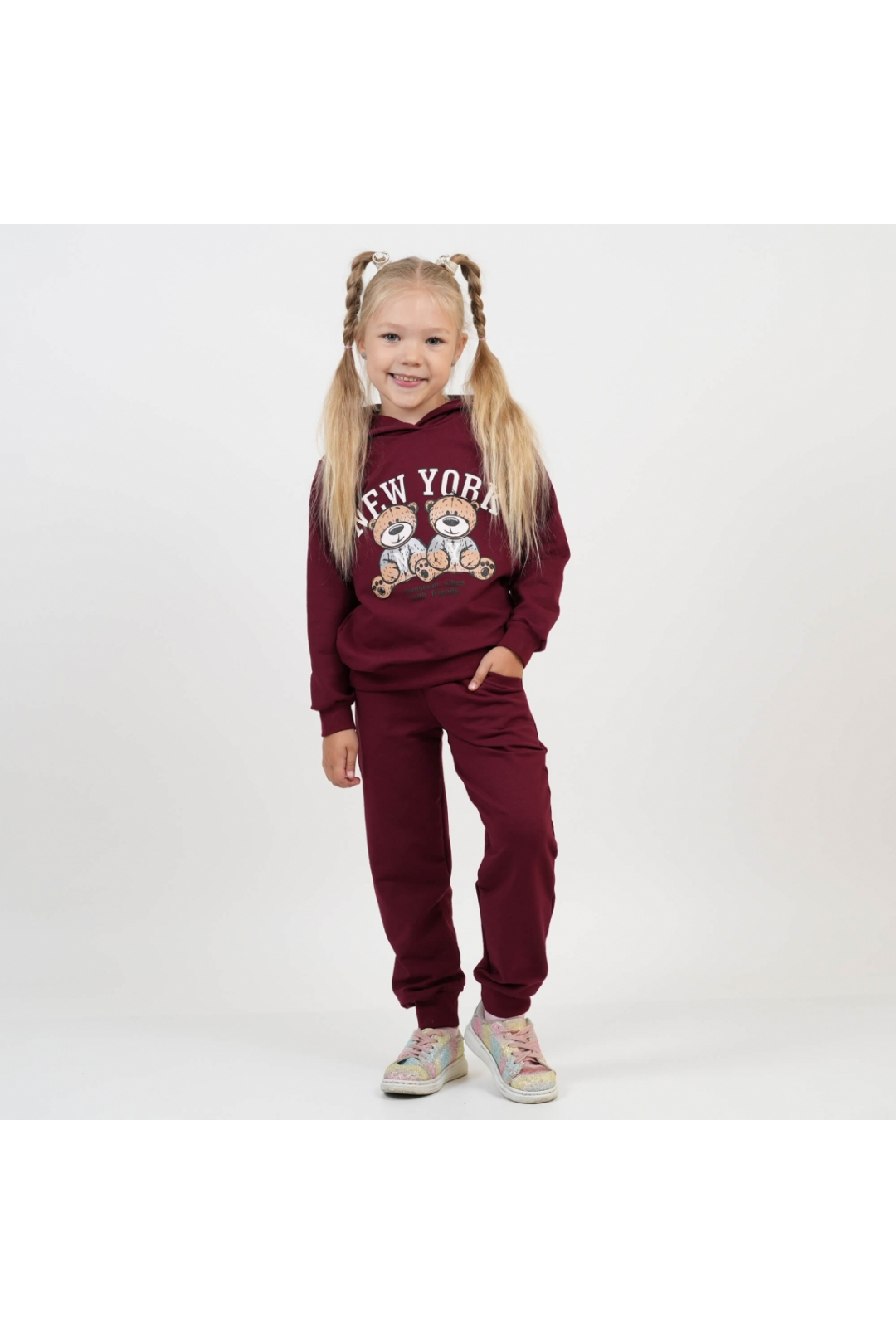 Костюм для дівчинки бордо двонитка