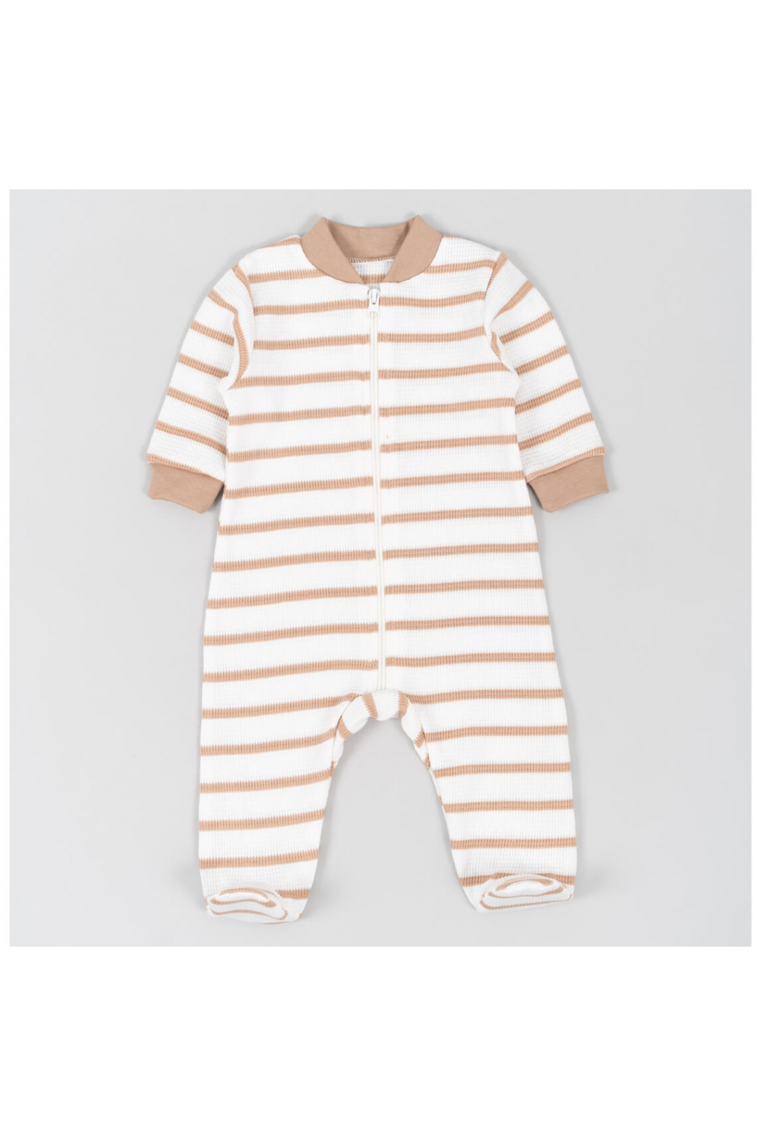 Комбінезони для малят в смужку бежевий вафельна структура