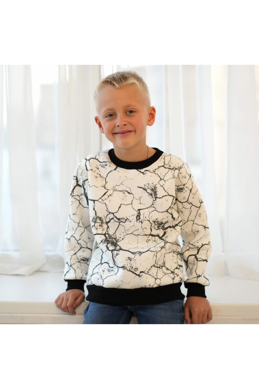 Джемпер теплий для хлопчика білий тринитка на флісі