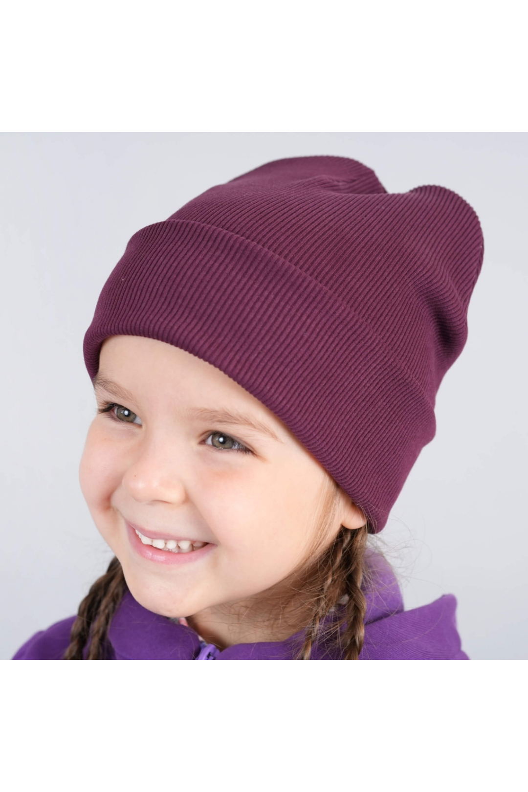 Шапка для дівчинки сливова стретч
